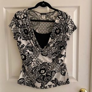 Black-and-white, short sleeve, shirt, size medium